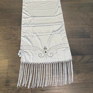 Sue Wong Evening Scarf Shawl Runner Large Big Hand Beaded Platinum Silver Grey 2